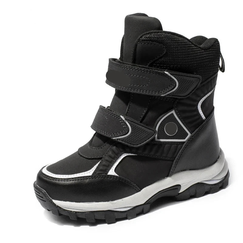 Boys Classic Style Hooks And Loops Leather Snow Boots childrensterritory