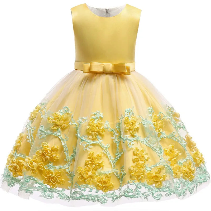 Sleeveless Bow Lace Design Girls Party Dresses childrensterritory