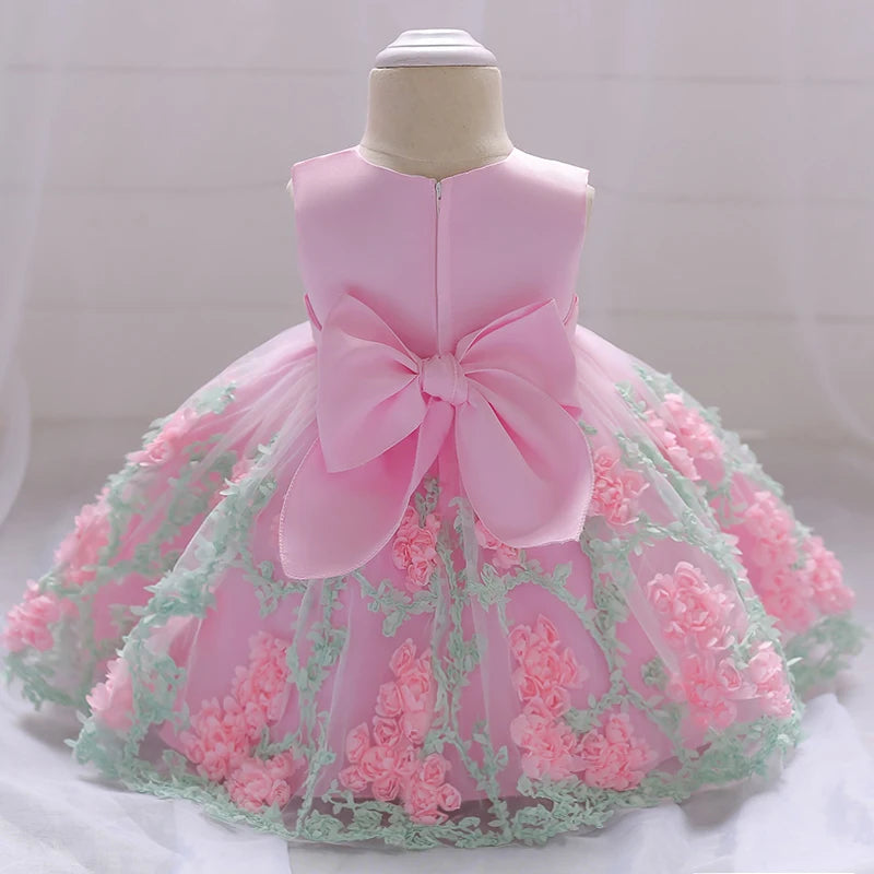 Sleeveless Flower Print Party Dresses For Girls