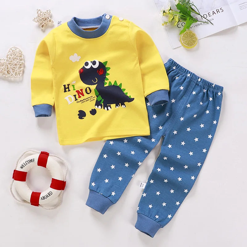 Kids Cartoon Print Long-Sleeved Clothing Set childrensterritory