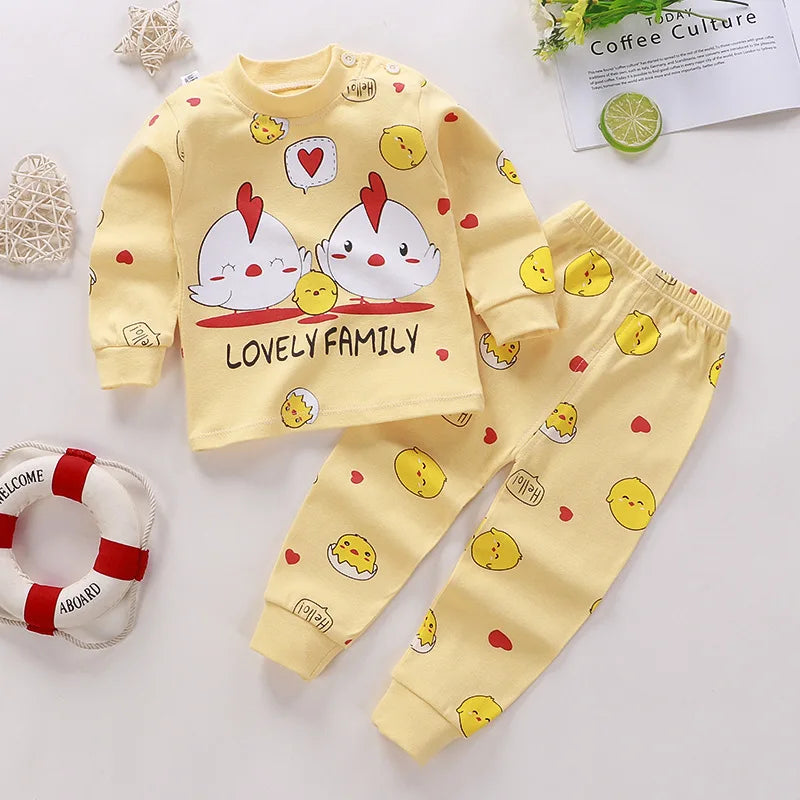 Kids Cartoon Print Long-Sleeved Clothing Set childrensterritory