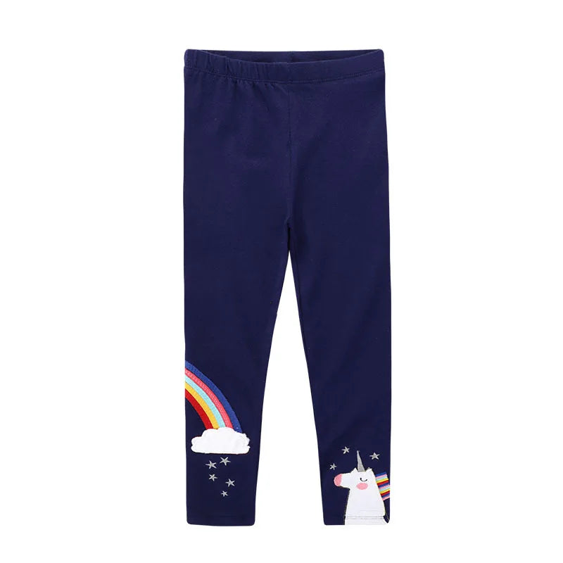 Kids Girls Cartoon Pattern Skinny Cotton Trousers childrensterritory