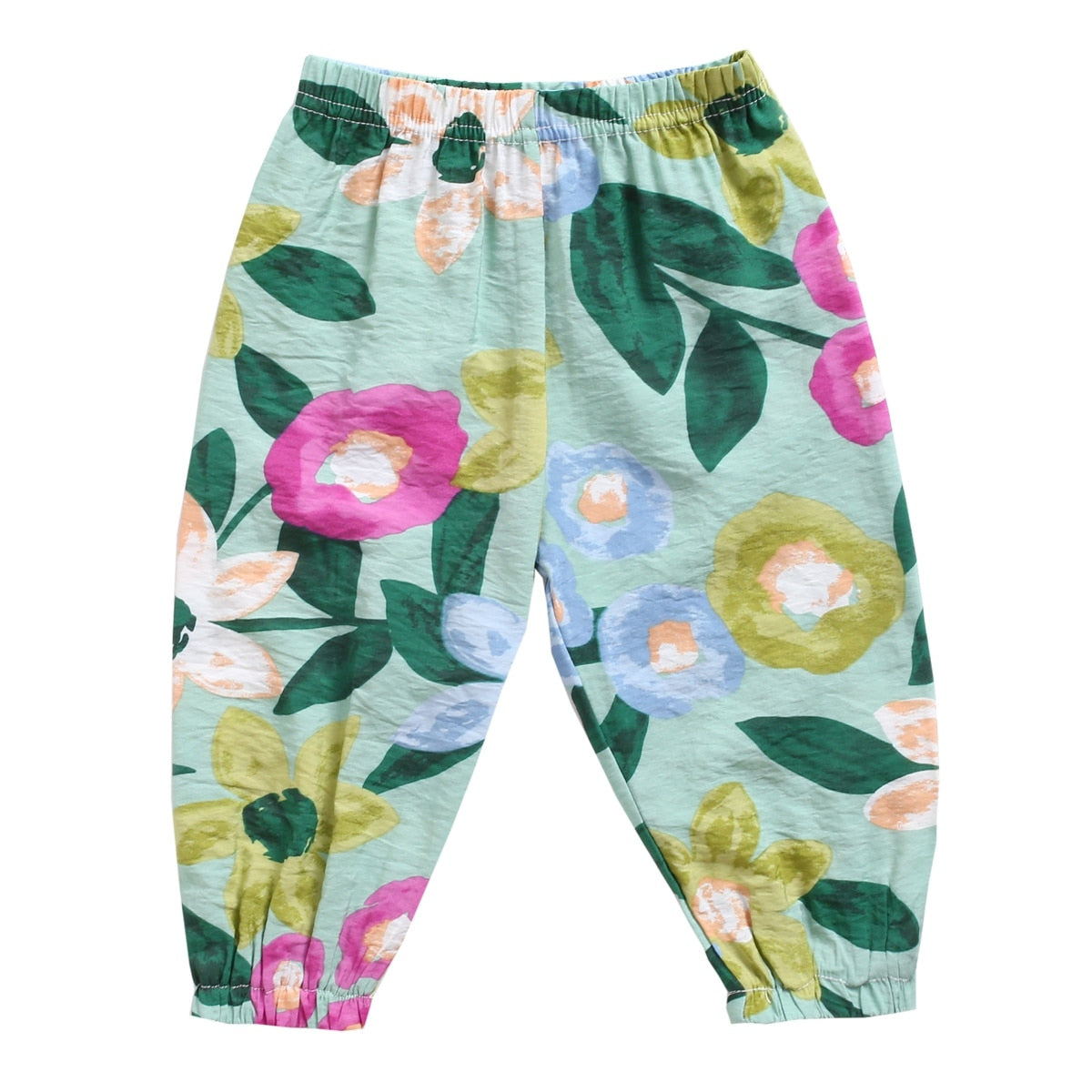 Baby Girl Floral Print Cotton Pants in Holiday Style childrensterritory