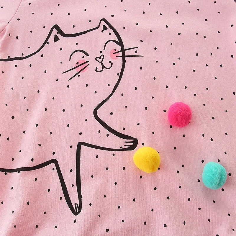 Little Girls Lovely Cat Design Cotton Sweatshirt childrensterritory