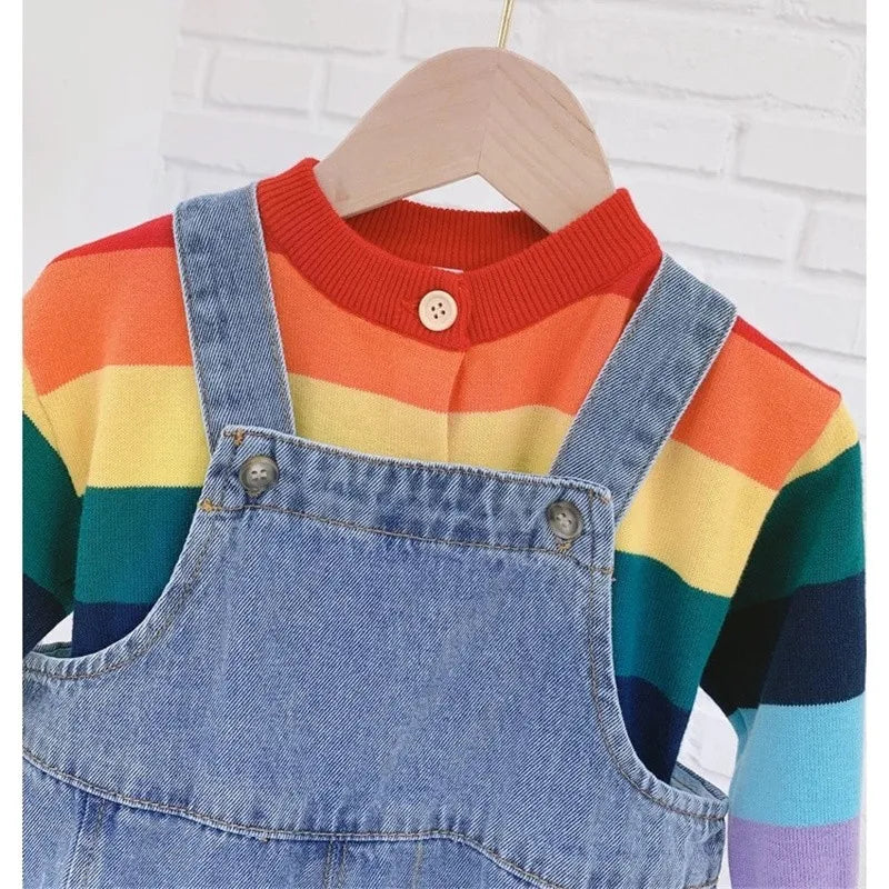 Korean Style Kids Oversized Wide Leg Denim Overalls Casual Pants childrensterritory