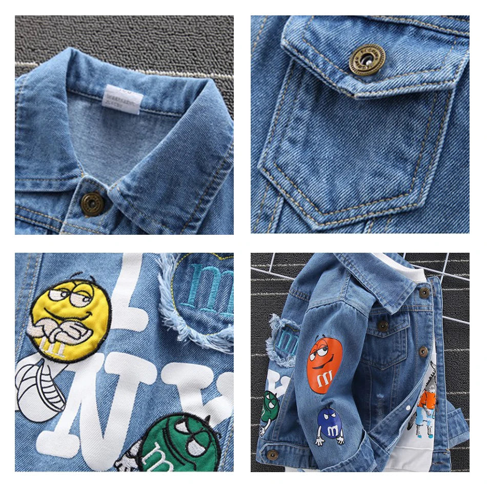 Kids Boys Letter Print Denim Jacket | Cowboy Coat
