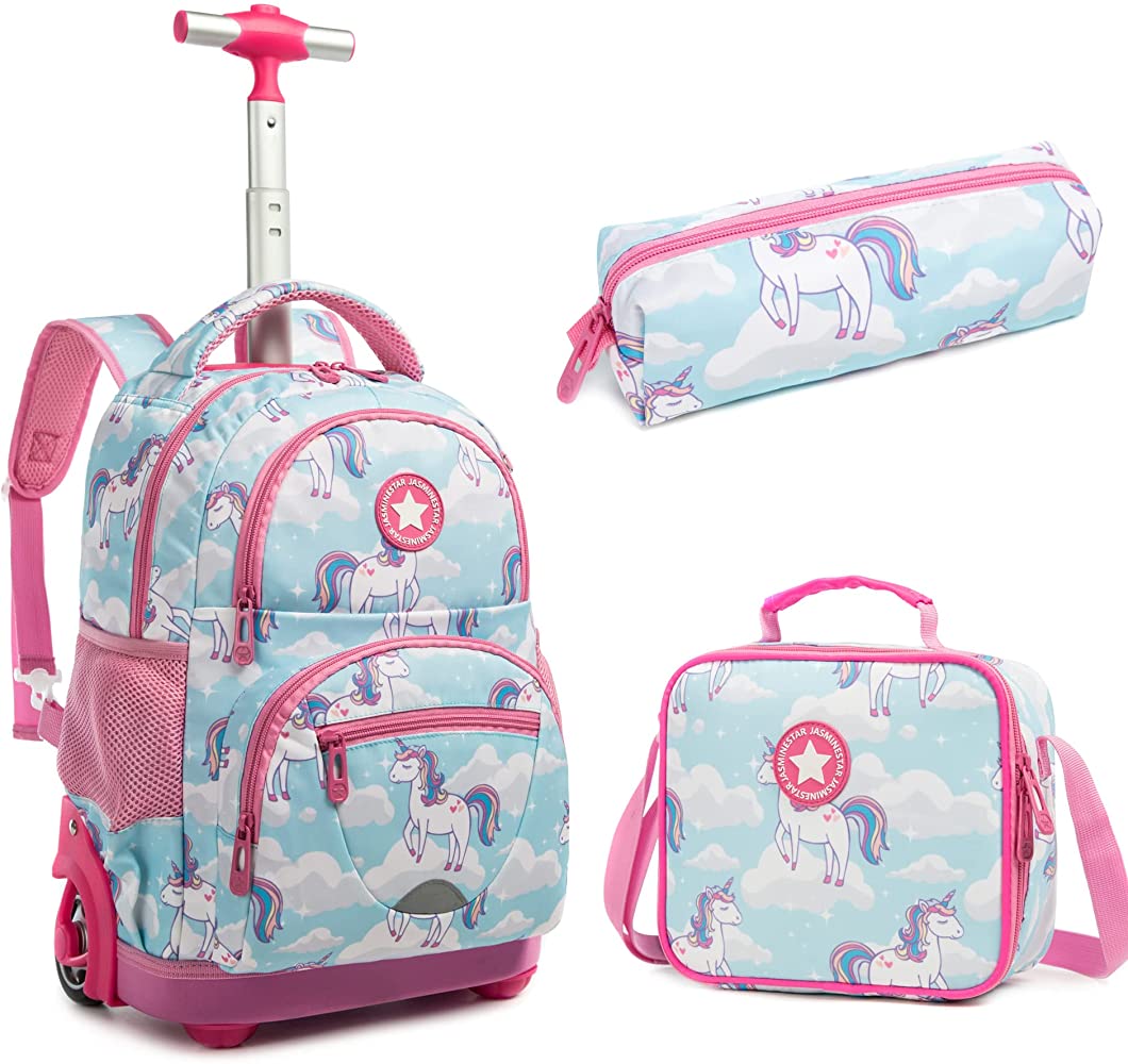 Kids 16-inch Rolling Luggage Bags School Backpack Set childrensterritory