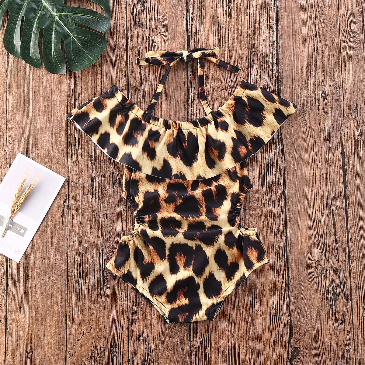 Toddler Girl Leopard Print Ruffle Swimwear/Bikini childrensterritory