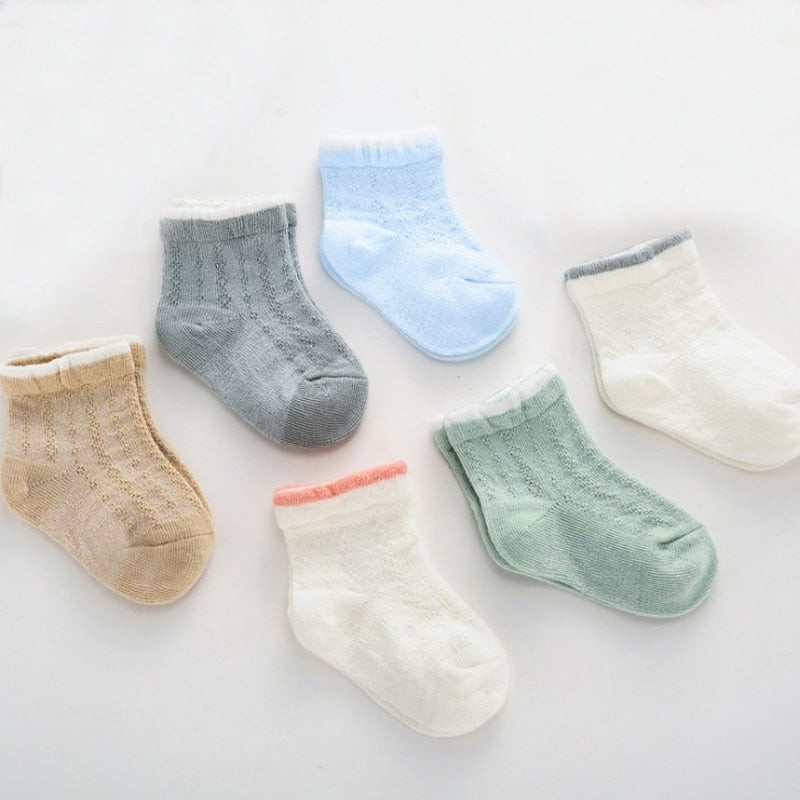 Baby Solid Color 6Pair/lot Thin Cotton socks childrensterritory