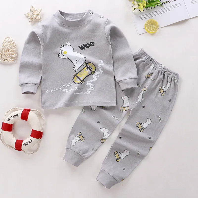 Kids Cartoon Print Long-Sleeved Clothing Set childrensterritory