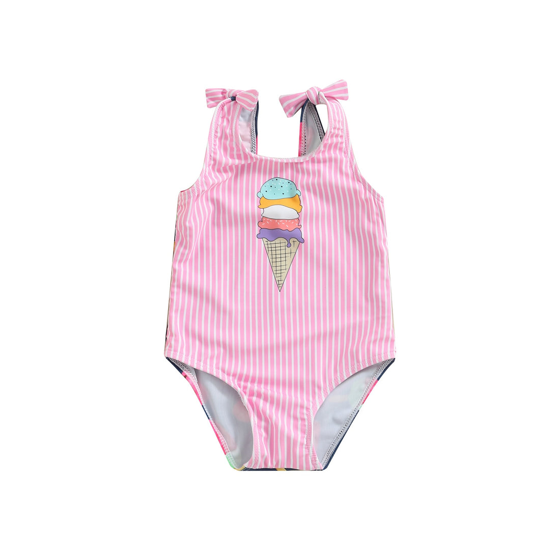 Kid Girl Ice Cream Printed Patchwork Beach Bodysuit childrensterritory