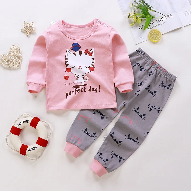 Kids Cartoon Print Long-Sleeved Clothing Set childrensterritory
