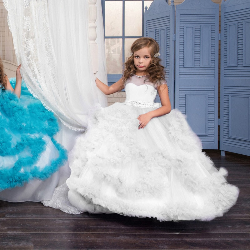 Multilayered Long Bridesmaid Pageant Dresses for Kids Girls childrensterritory