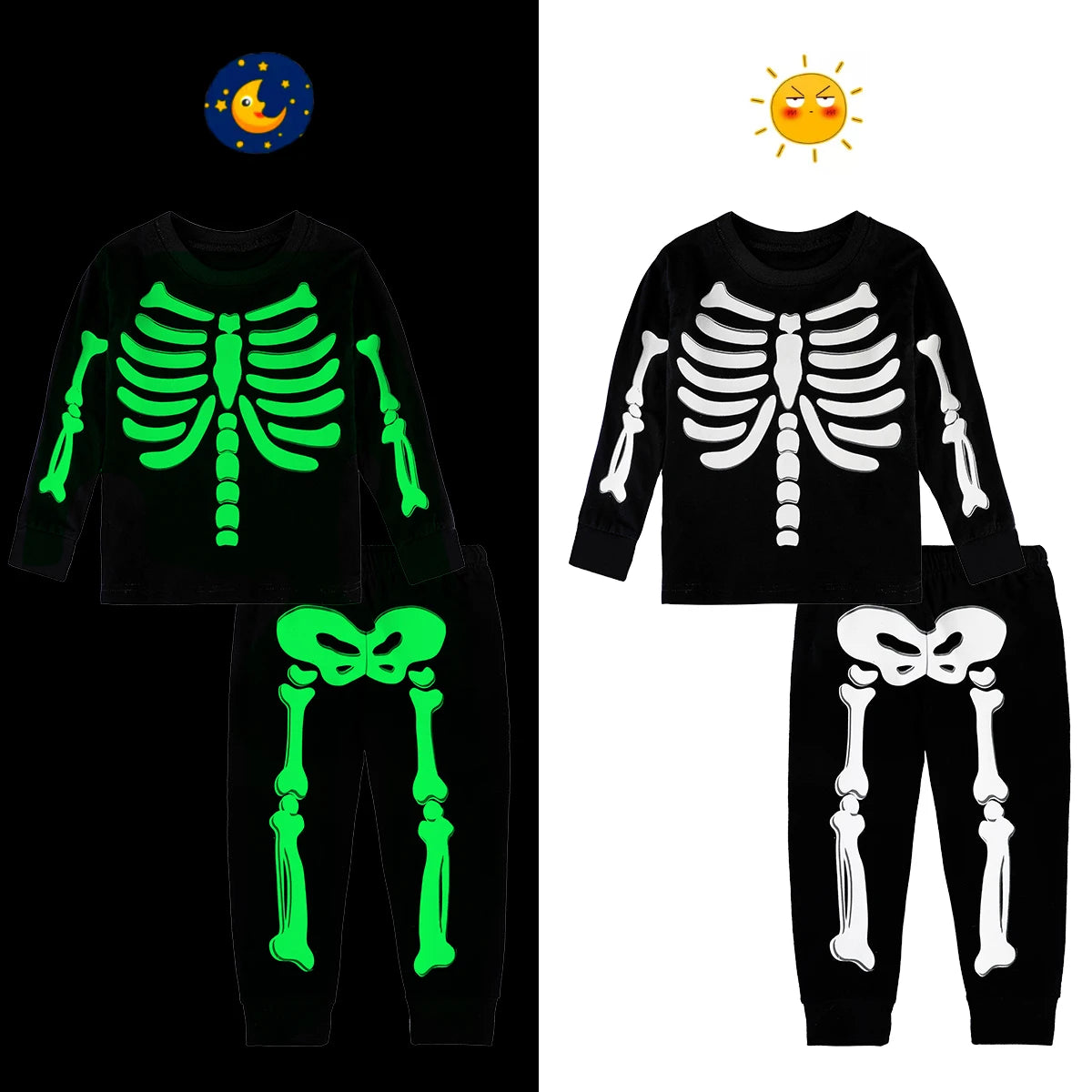 Kids Skeleton Glow in the Dark Costumes for Girls/Boys