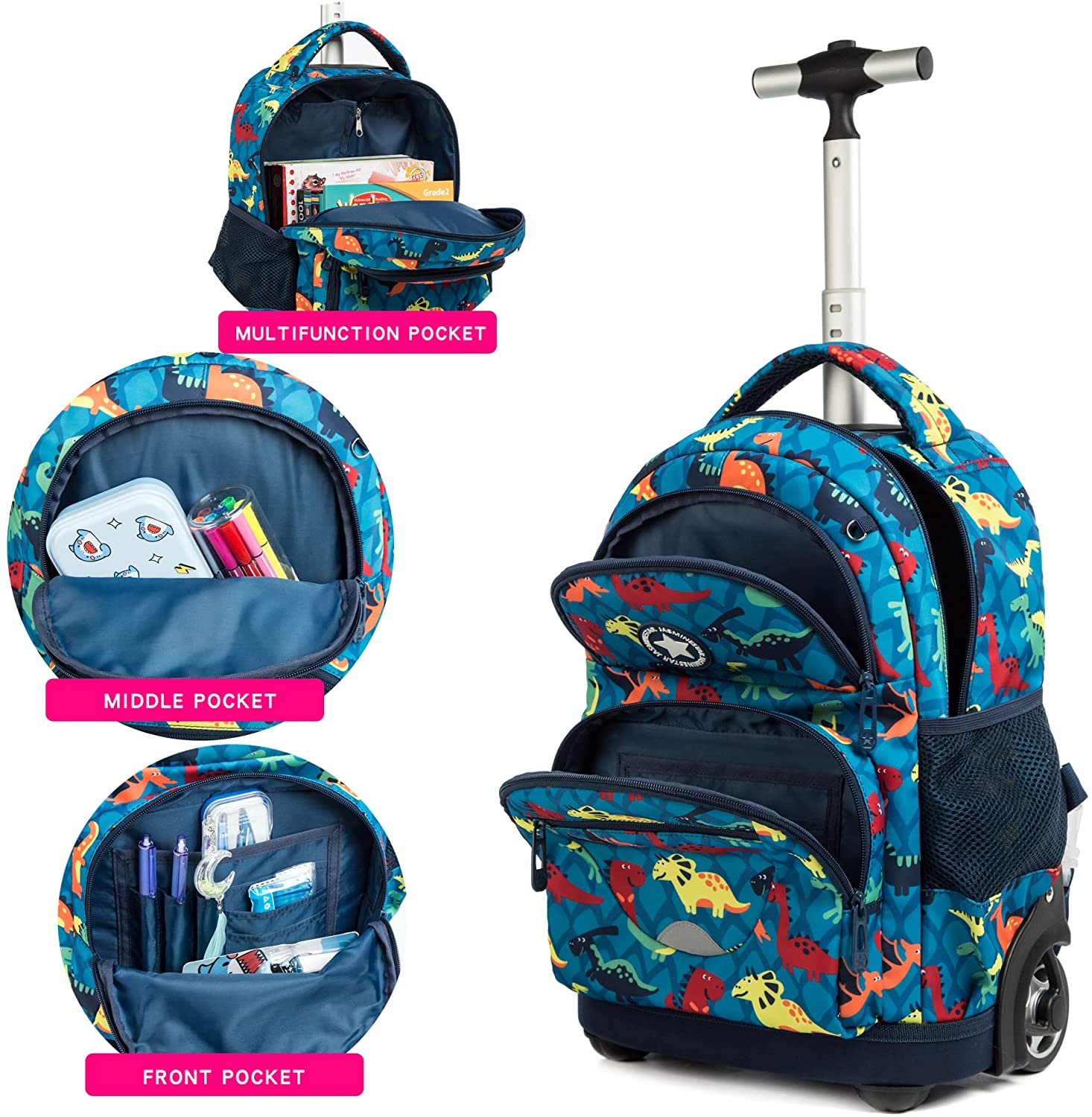 Kids 16-inch Rolling Luggage Bags School Backpack Set childrensterritory
