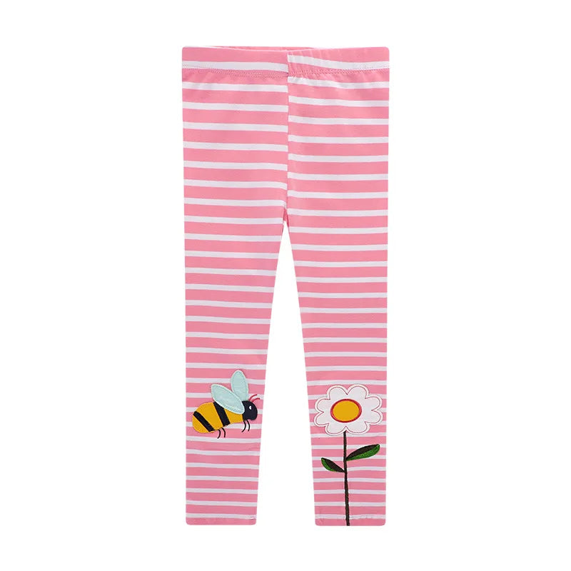 Kids Girls Cartoon and Floral Print Cotton Leggings/Trousers childrensterritory