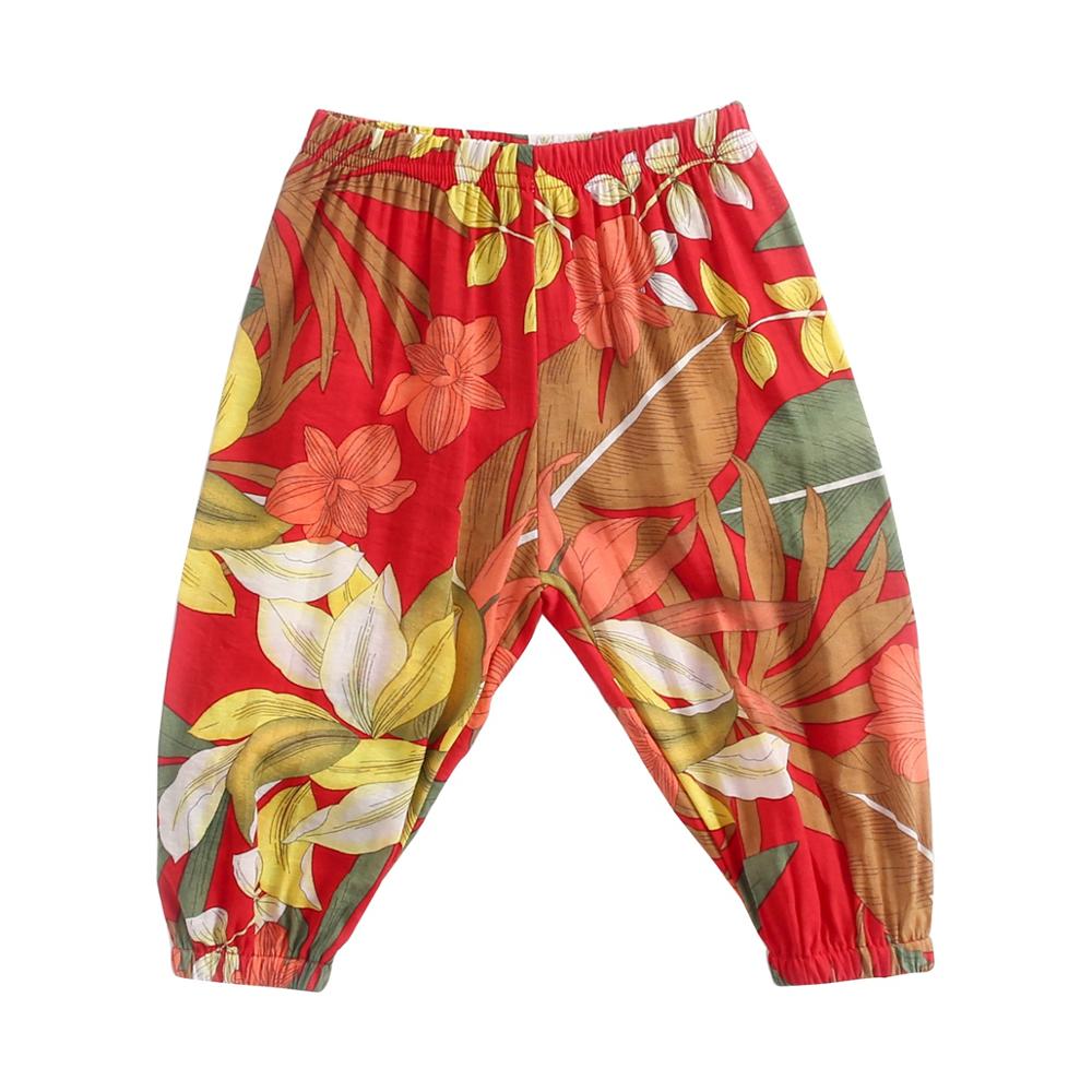 Baby Girl Floral Print Cotton Pants in Holiday Style childrensterritory