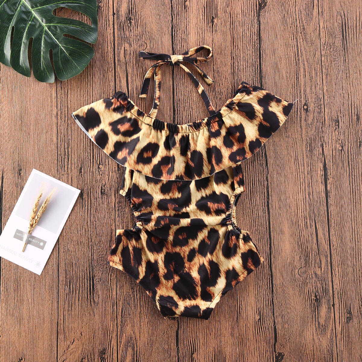 Toddler Girl Leopard Print Ruffle Swimwear/Bikini childrensterritory