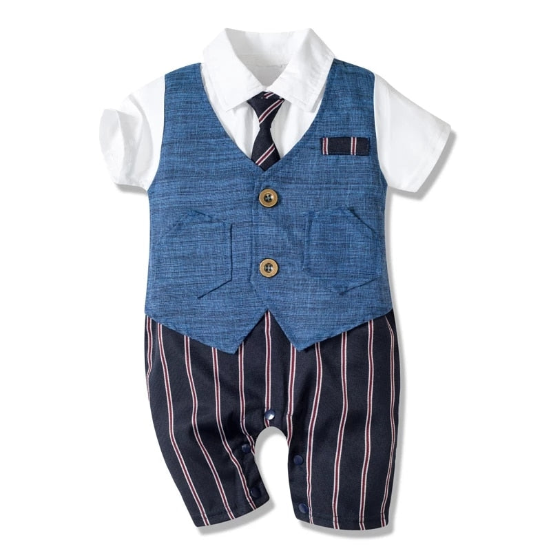Baby Boy One-Piece Formal Gentleman Outfit Button Jumpsuit childrensterritory