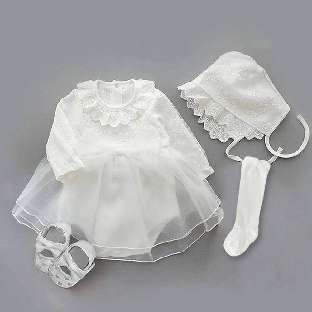Newborn Girl Christening Dresses Set (Shoes, Tights & Long Socks) childrensterritory