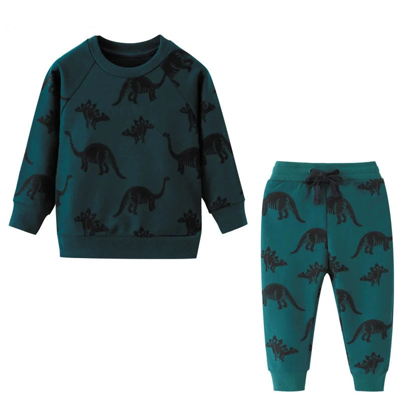 Cartoon Print Sweatshirts and Pants Tracksuit Set childrensterritory