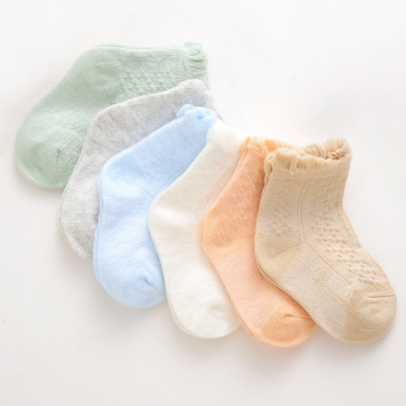 Baby Solid Color 6Pair/lot Thin Cotton socks childrensterritory
