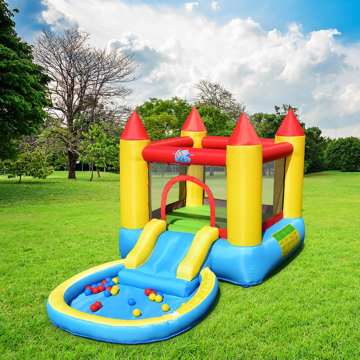 Kids Inflatable Slide Bounce Castle w/ Balls Pool & Bag childrensterritory