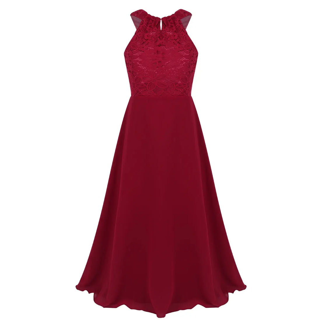 Kids Girls Halter Lace Design Chiffon Long Prom Ball Gowns childrensterritory