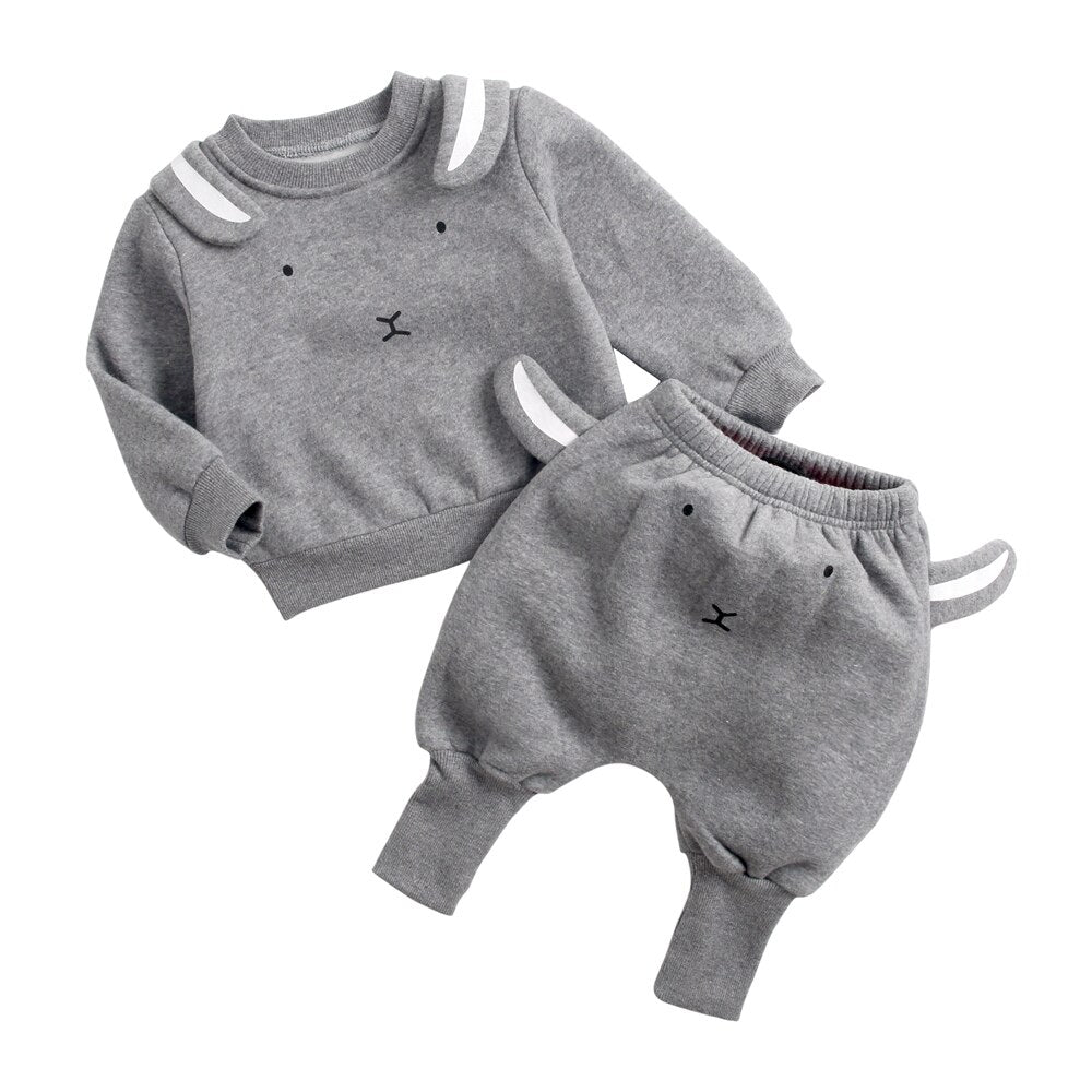 Animal Printed 2Pcs Casual Warm Baby Clothes Sets Tops + Pants childrensterritory