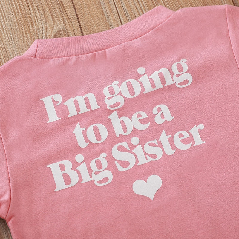 "Big Sister" Letter Print Cotton Top for Baby/Kids Girls childrensterritory