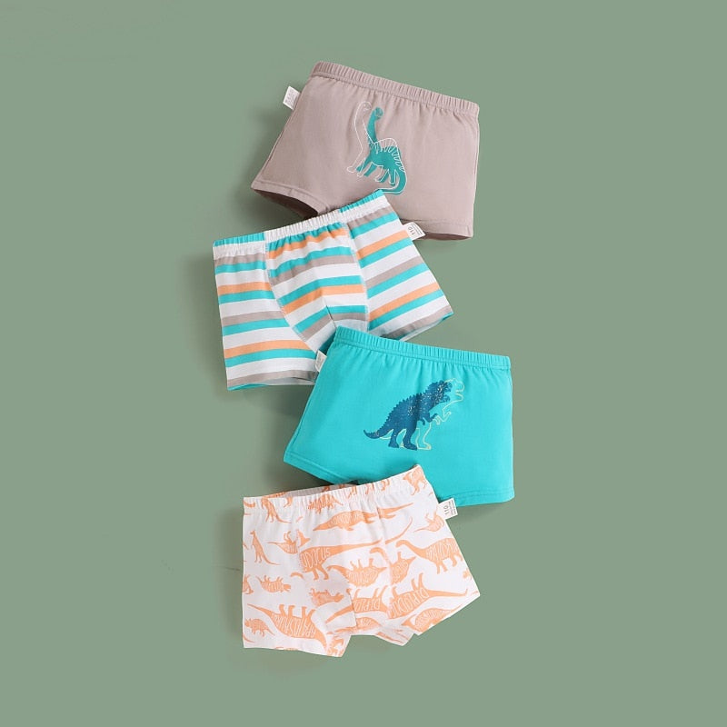 Cartoon Dinosaur Print 4PCS/LOT Kids Boys Cotton Panties childrensterritory