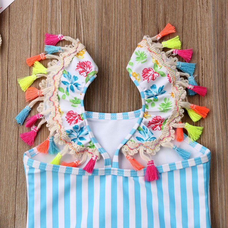 Cartoon Flamingo Design Kids Girls Bikini Beachwear childrensterritory