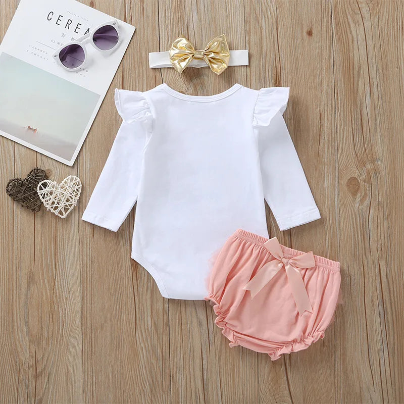 "One" Print Baby Girl 1st Birthday Outfit for Spring and Autumn
