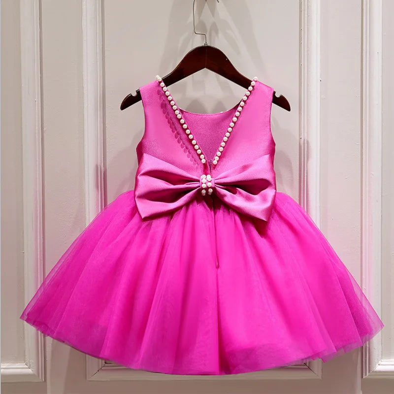 Little Girls Bridemaid Wedding Party Big Bow Princess Dress