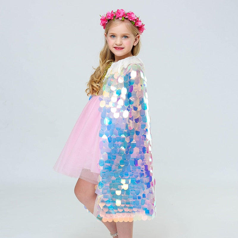 Multicolor Blingbling Fairy Princess Cape for Halloween Party childrensterritory
