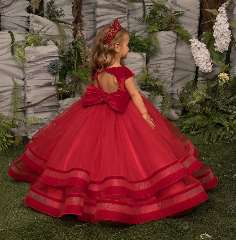 Puffy Layers Big Bow Little Princess Dress for Girls