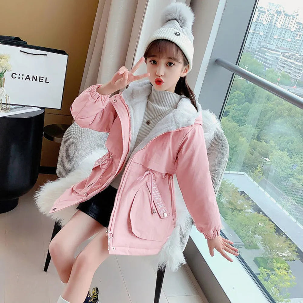 Kids Girls Thick Parka Hooded Down Jacket Windbreaker childrensterritory