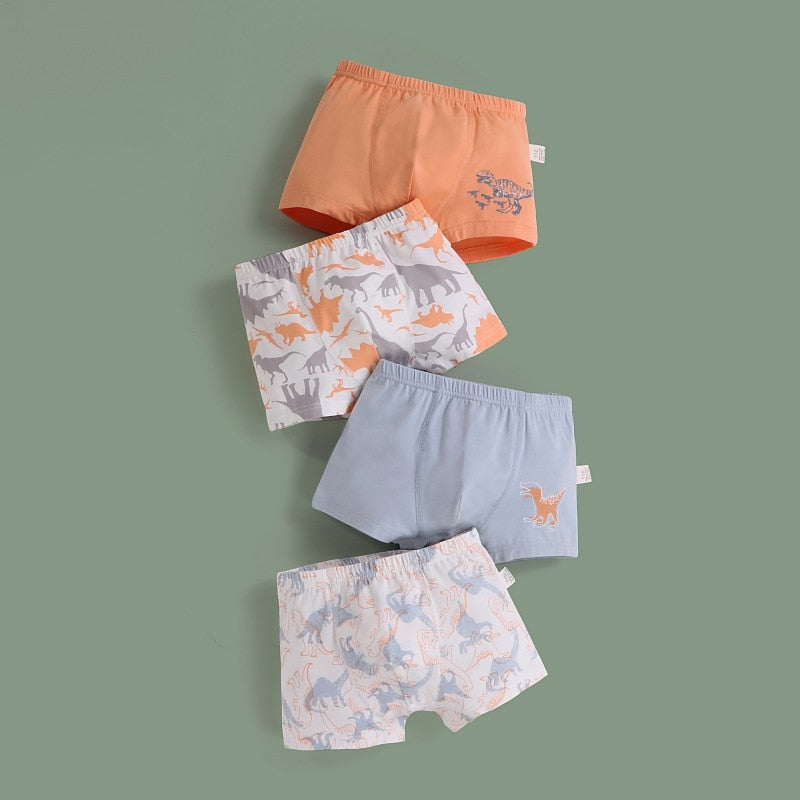 Cartoon Dinosaur Print 4PCS/LOT Kids Boys Cotton Panties childrensterritory