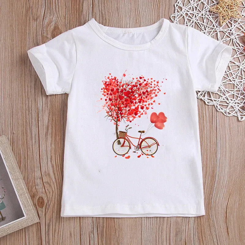 Stylish Cartoon Print Kids Girls Casual T-shirts childrensterritory