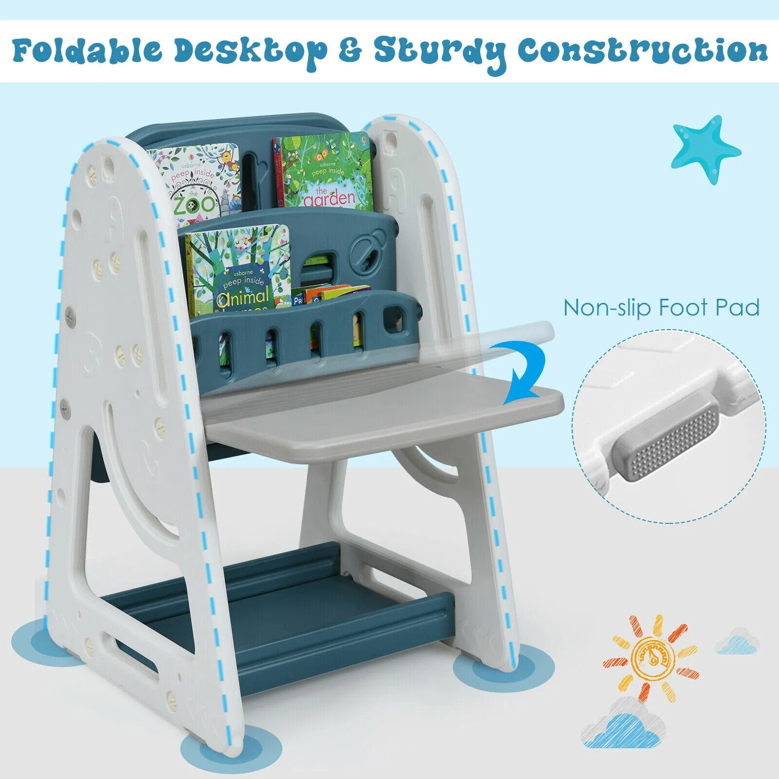 Adjustable 2in1 Kids Art Easel Desk Chair Set childrensterritory