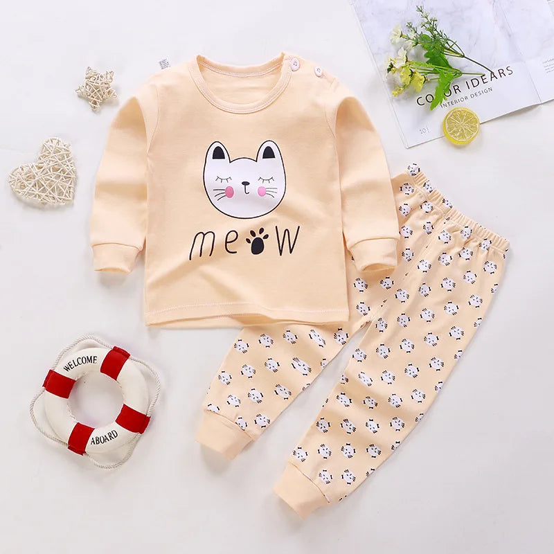 Kids Cartoon Print Long-Sleeved Clothing Set childrensterritory