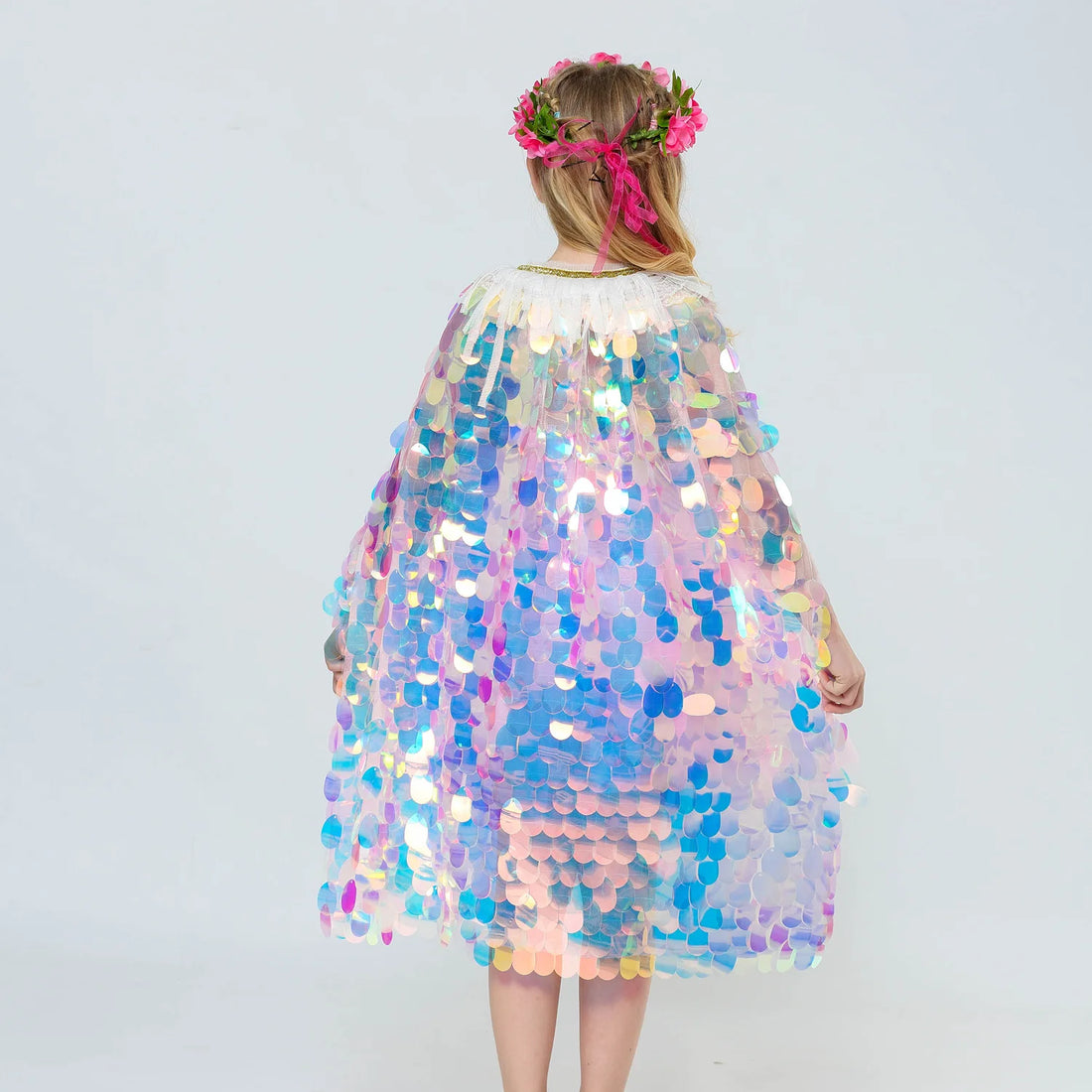 Stylish Sequins Mermaid Design Princess Girls Cape Cloak childrensterritory
