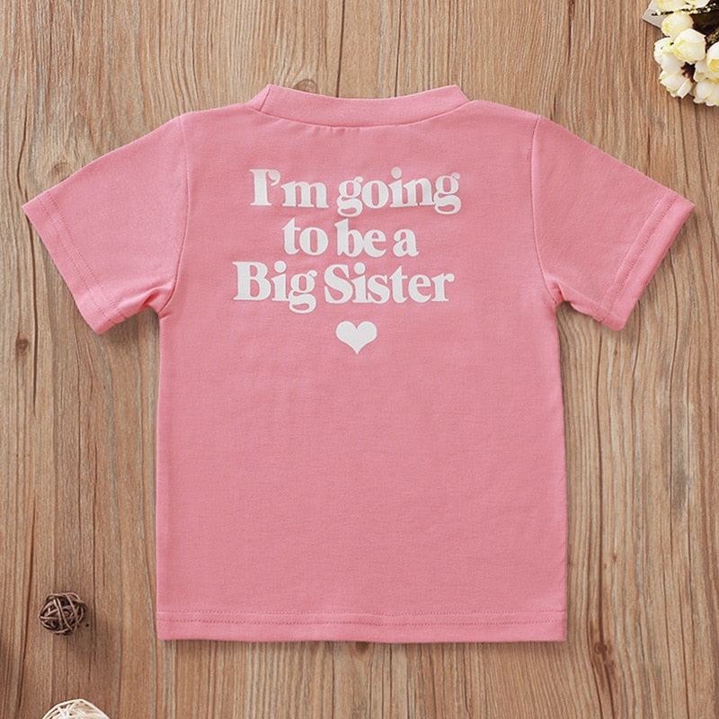 "Big Sister" Letter Print Cotton Top for Baby/Kids Girls childrensterritory