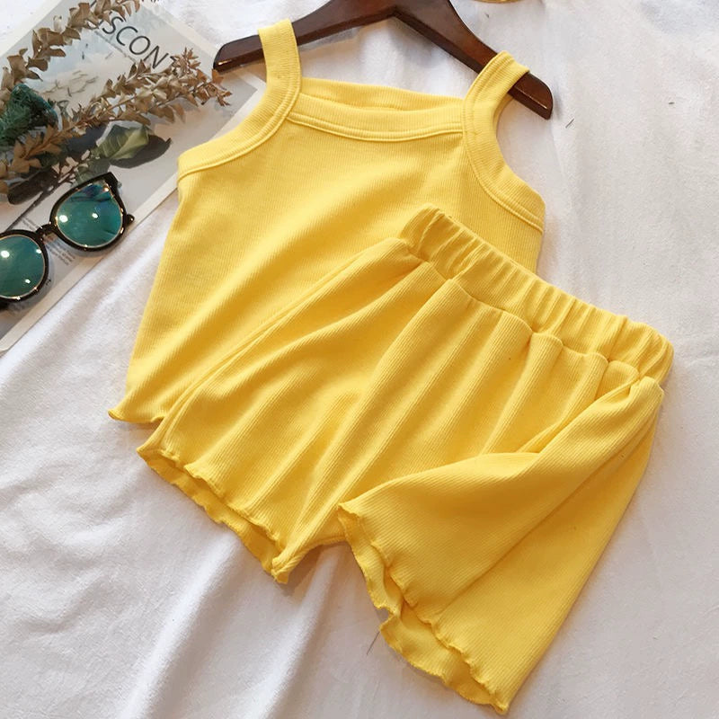 2PCS/Set Sleeveless Clothing Set for Kids Girls