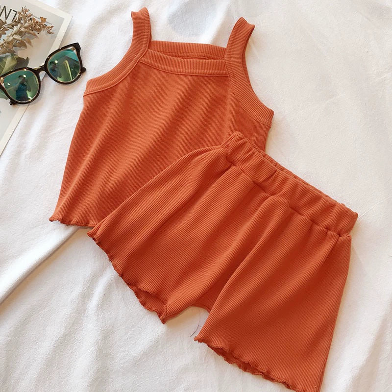 2PCS/Set Sleeveless Clothing Set for Kids Girls