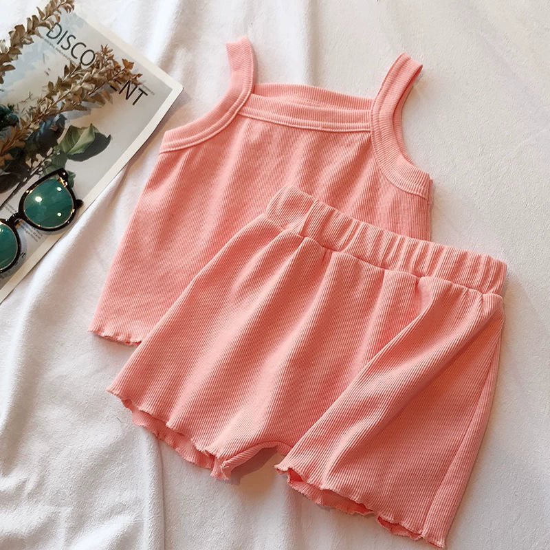 2PCS/Set Sleeveless Clothing Set for Kids Girls