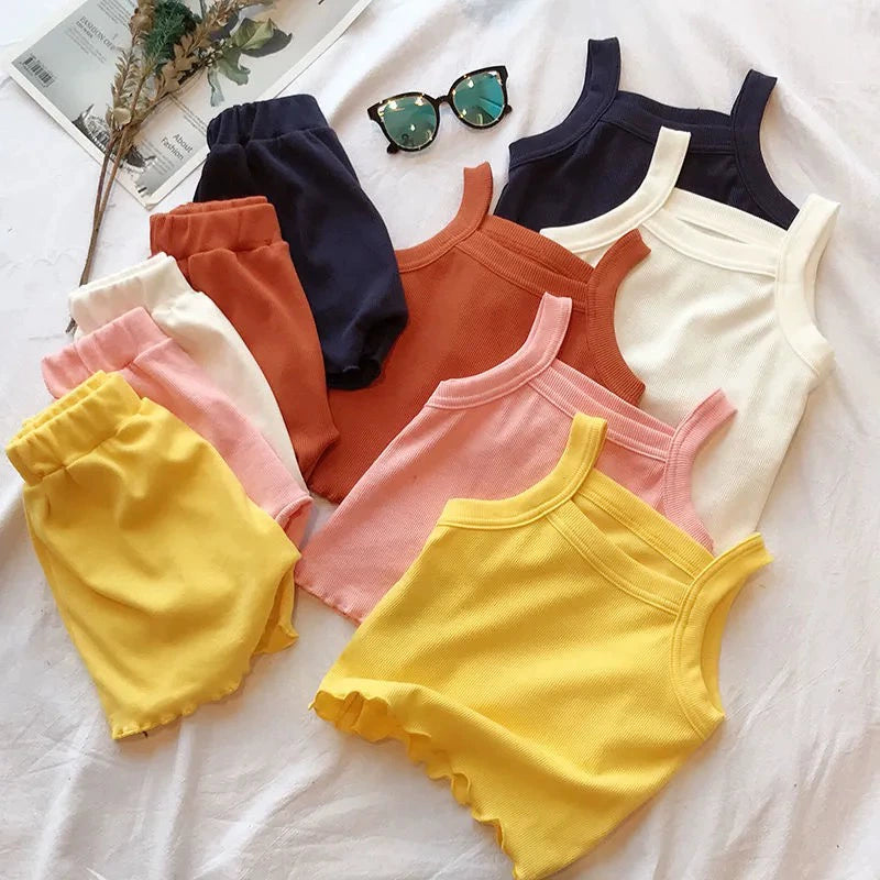 2PCS/Set Sleeveless Clothing Set for Kids Girls