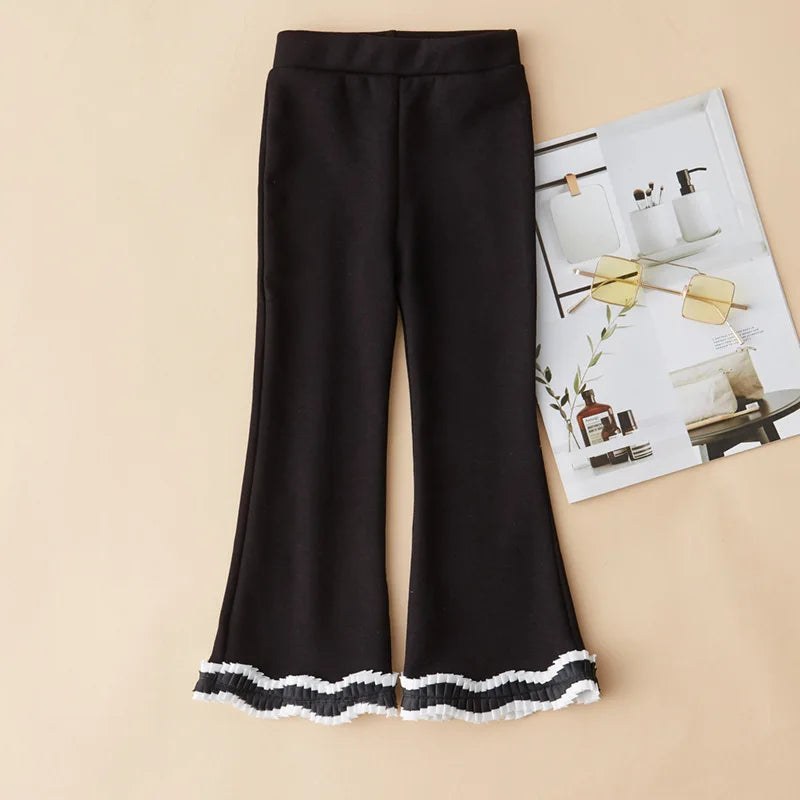 Thin Velvet Bell-bottom Design Kids Girls Winter Pants childrensterritory
