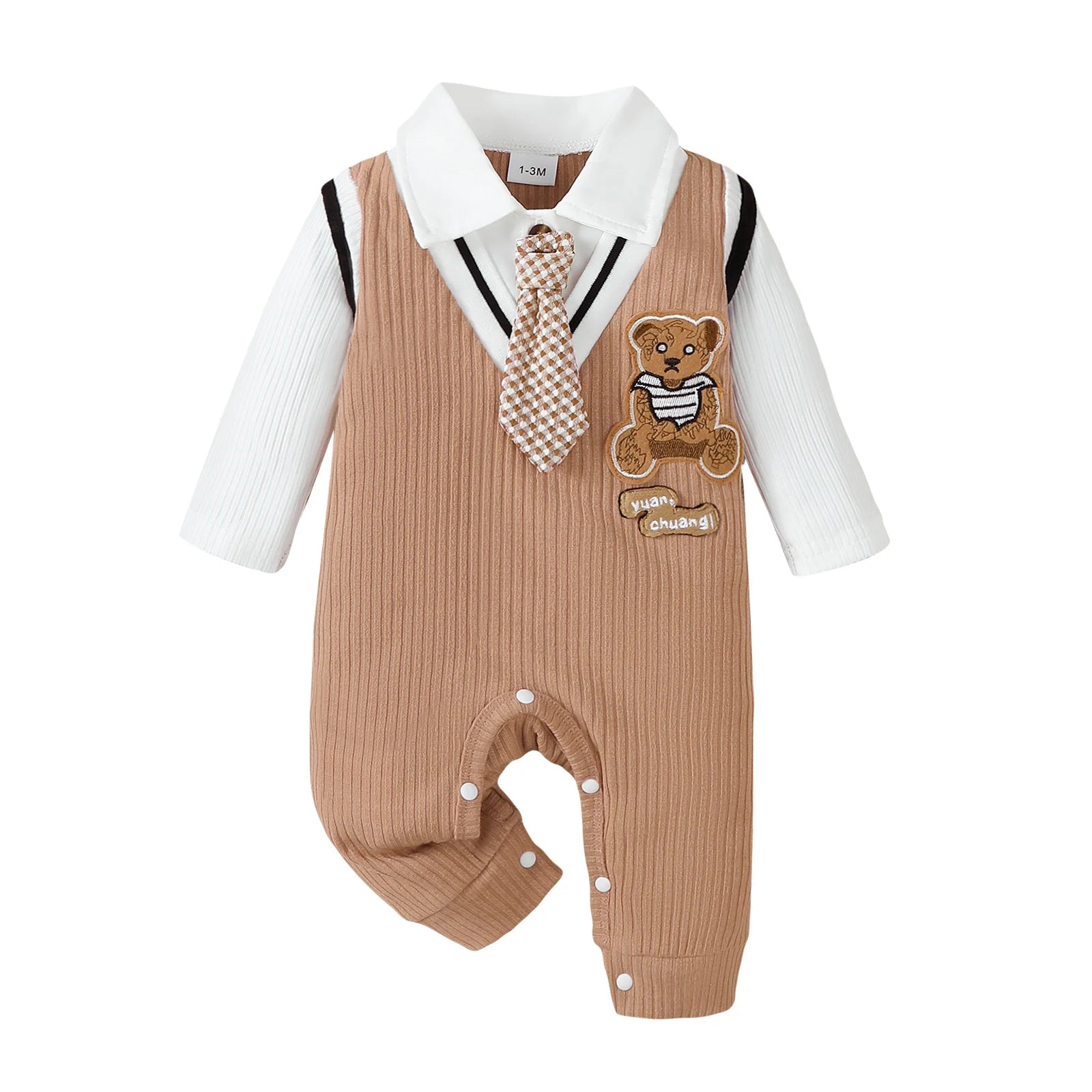 Baby Boy Gentlemen Romper with Tie for Summer