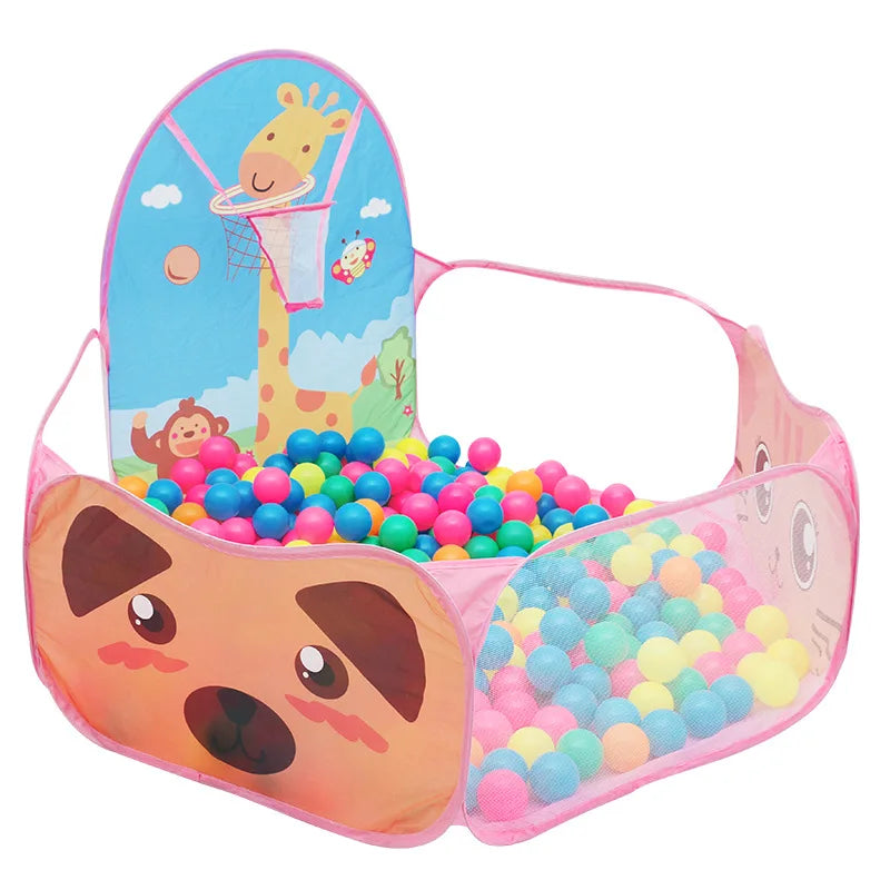 120cm Portable Baby Ball Pool with Basketball Hoop Playpen